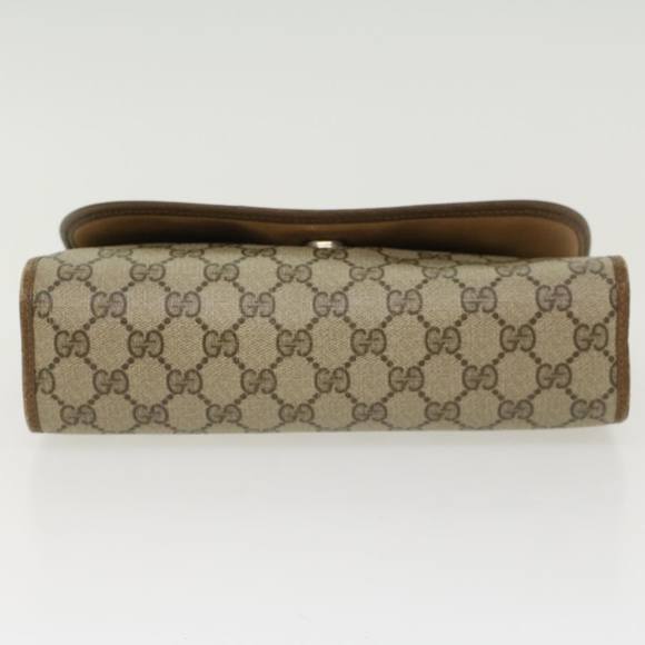 GUCCI GG Canvas Web Sherry Line Clutch Bag PVC Leather Beige Red Auth 45603 - Picture 6 of 16